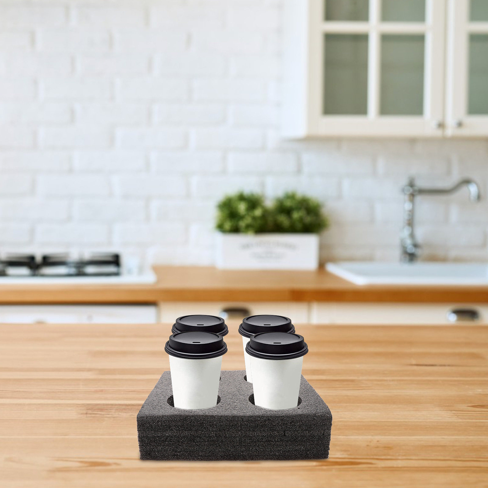 Coffee Tea Drinks - 4杯用マルチホールカップキャリアトレイ、テイクアウトドリンクキャリア、コーヒーカップホルダー、ミルクティーパッキングホルダー、ドリンクテイクアウト用