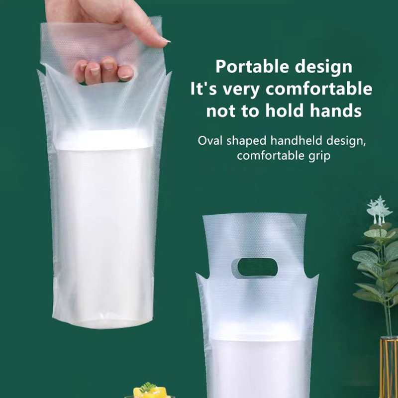 Mug Tea Coffee - 100 個使い捨て飲料ビニール袋コーヒーテイクアウトトートバッグシングル/ダブルカップミルクティー包装袋つや消し透明