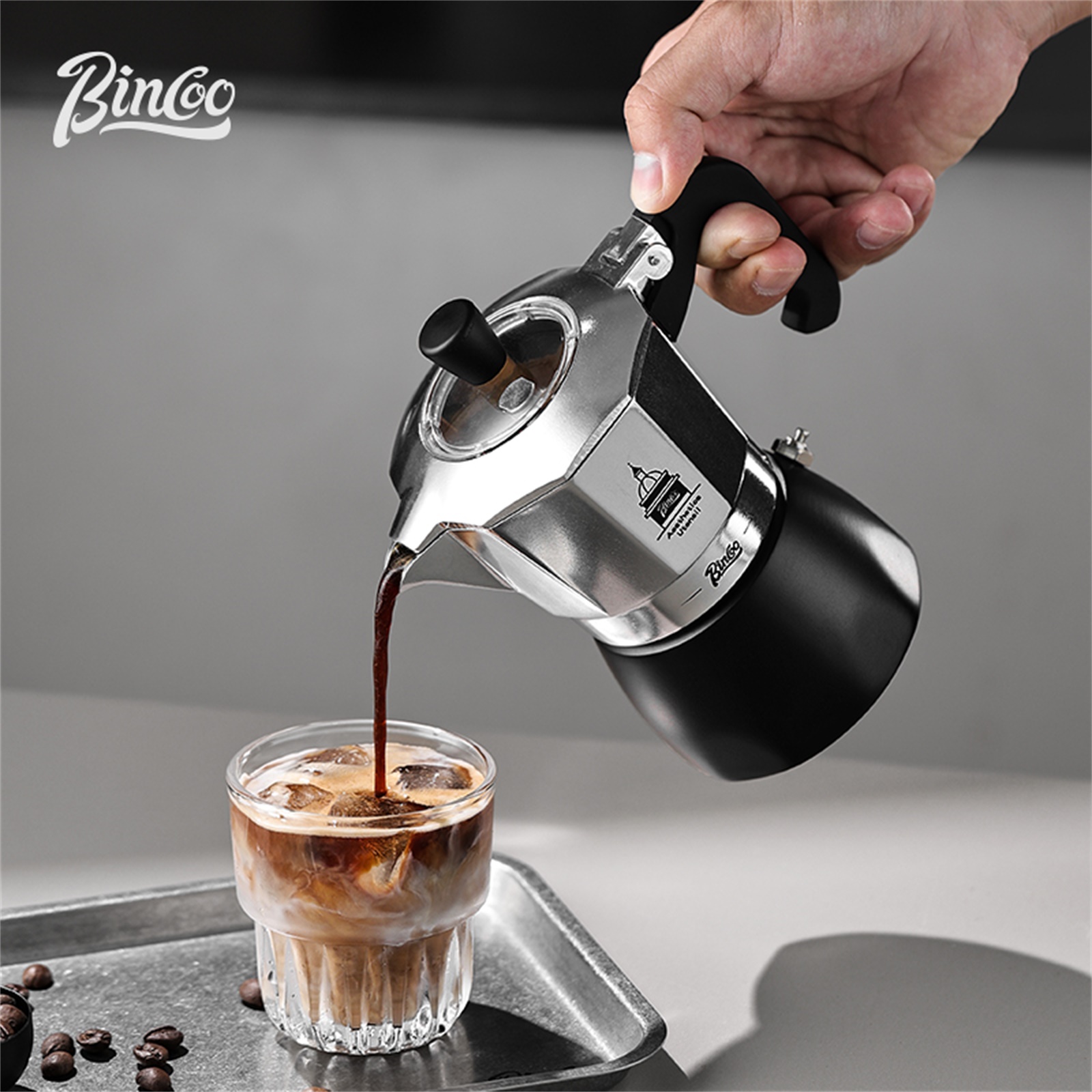Coffee Tea Making Machine - BINCOO ダブルバルブモカポット、エスプレッソ抽出コーヒーメーカー、ポータブルホームマシンモカポット、屋外使用バリスタアクセサリー