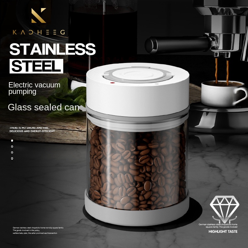 Coffee Tea And Sugar Canisters - Electric Vacuum Coffee Beans Glass Storage