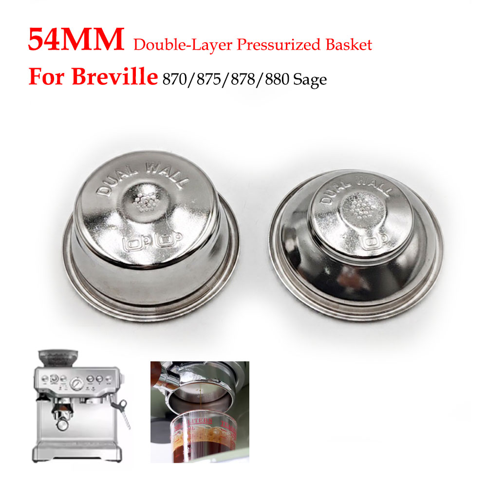 Coffee Tea Making Machine - 54mm 二層加圧フィルターバスケット (デュアル/シングルカップ) ステンレススチールフィルター Breville 870/878/450/550