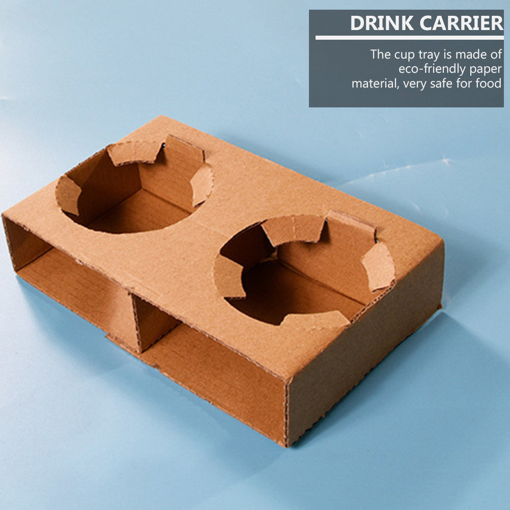 Coffee Tea Drinks - 10 個環境に優しい生分解性紙ドリンクキャリアトレイコーヒーミルクティーホットコールド飲料テイクアウトパッキングカップホルダー用