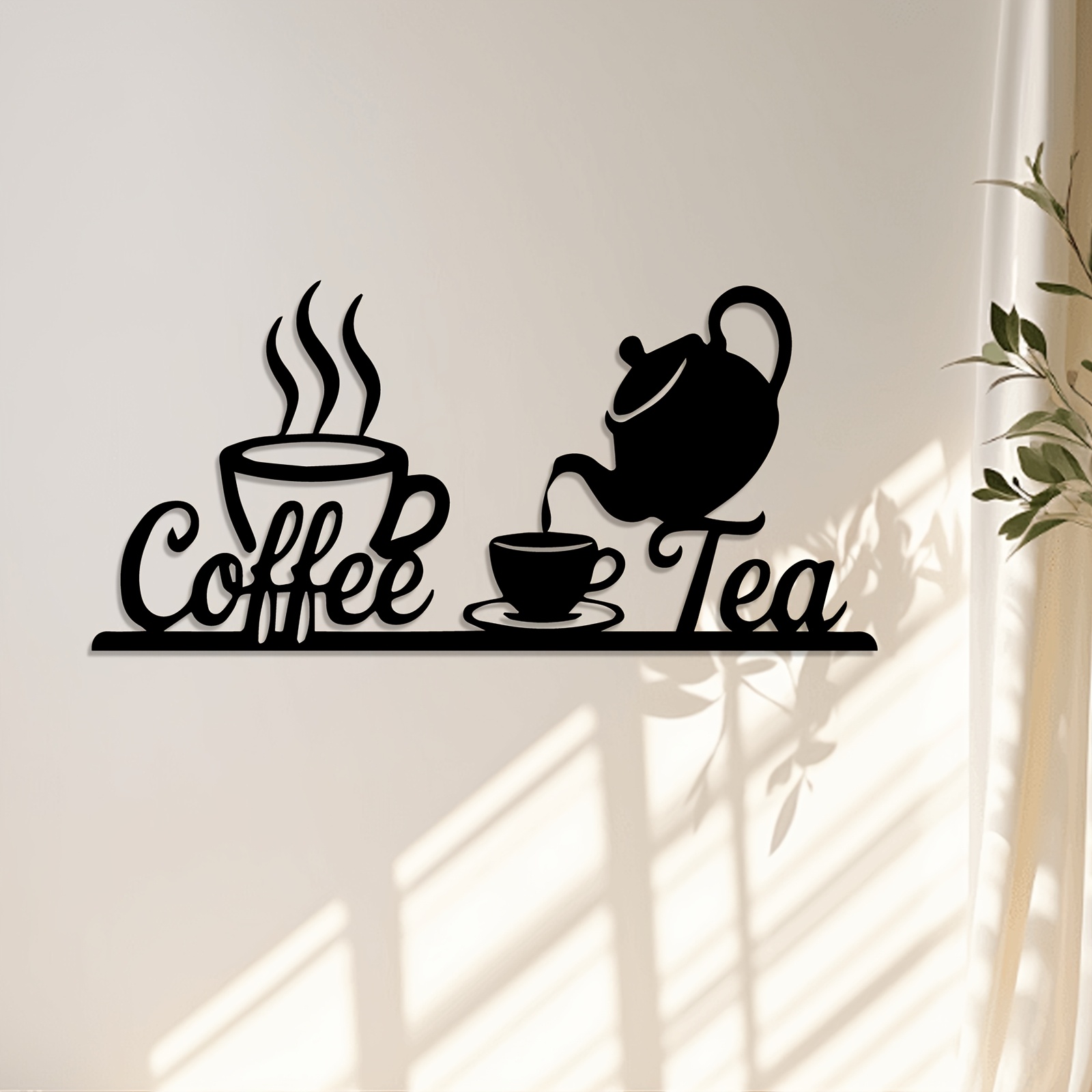 Coffee Tea Press - 素朴なメタル製コーヒー＆ティーウォールアートサイン1個 - ヴィンテージ風鉄製コーヒー豆＆ティーポット装飾、コーヒーカップ＆フレンチプレスのアイコン付き