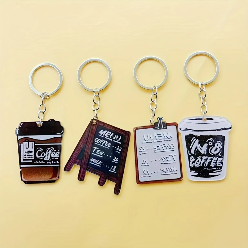 Coffee&Tea House Opinie - 8個入りアクリル製コーヒーカップキーホルダー、女性向けノベルティパーティーギフトに最適