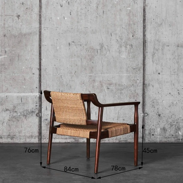 ✗ ミッドセンチュリーレトロスタイル無垢材ラタンアームチェア - Coffee Tea Or のレビューと価格