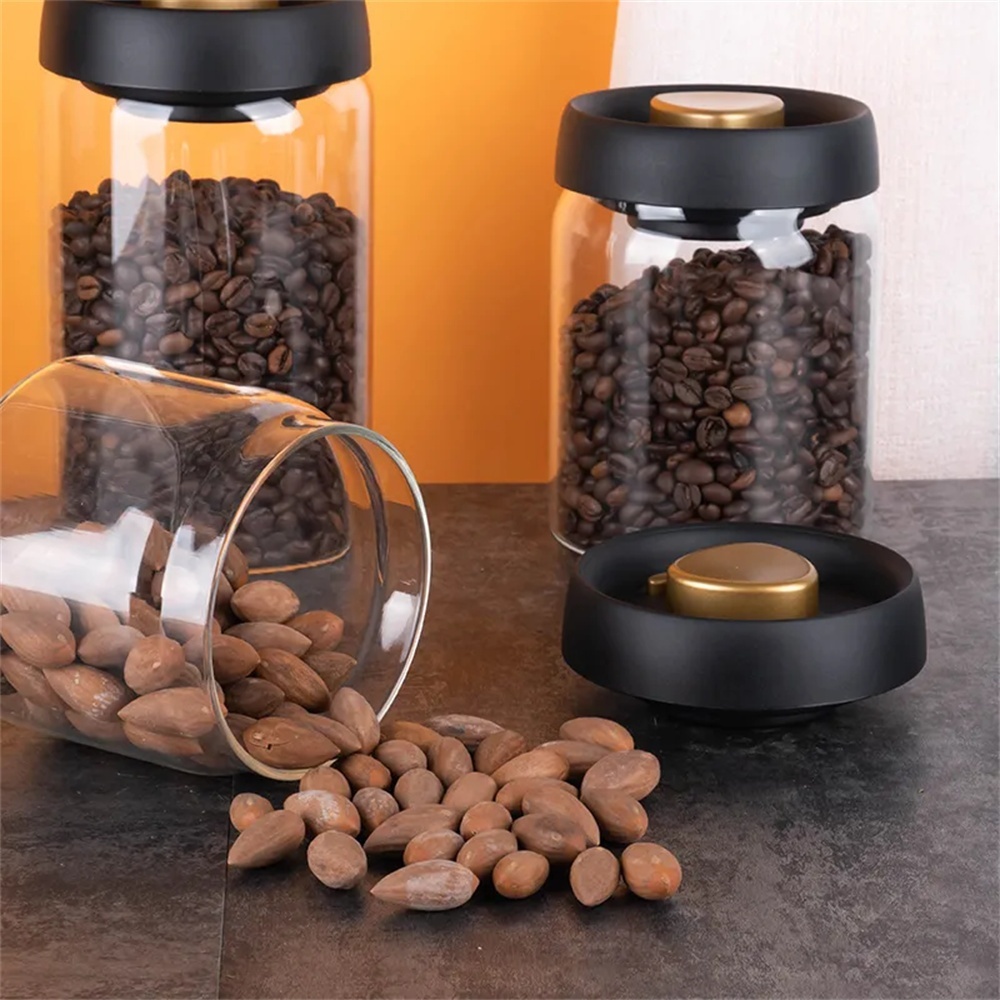 1パックコーヒー豆保存容器気密蓋プレスダウン真空ガラスコーヒ - Coffee Tea Press のレビューと価格