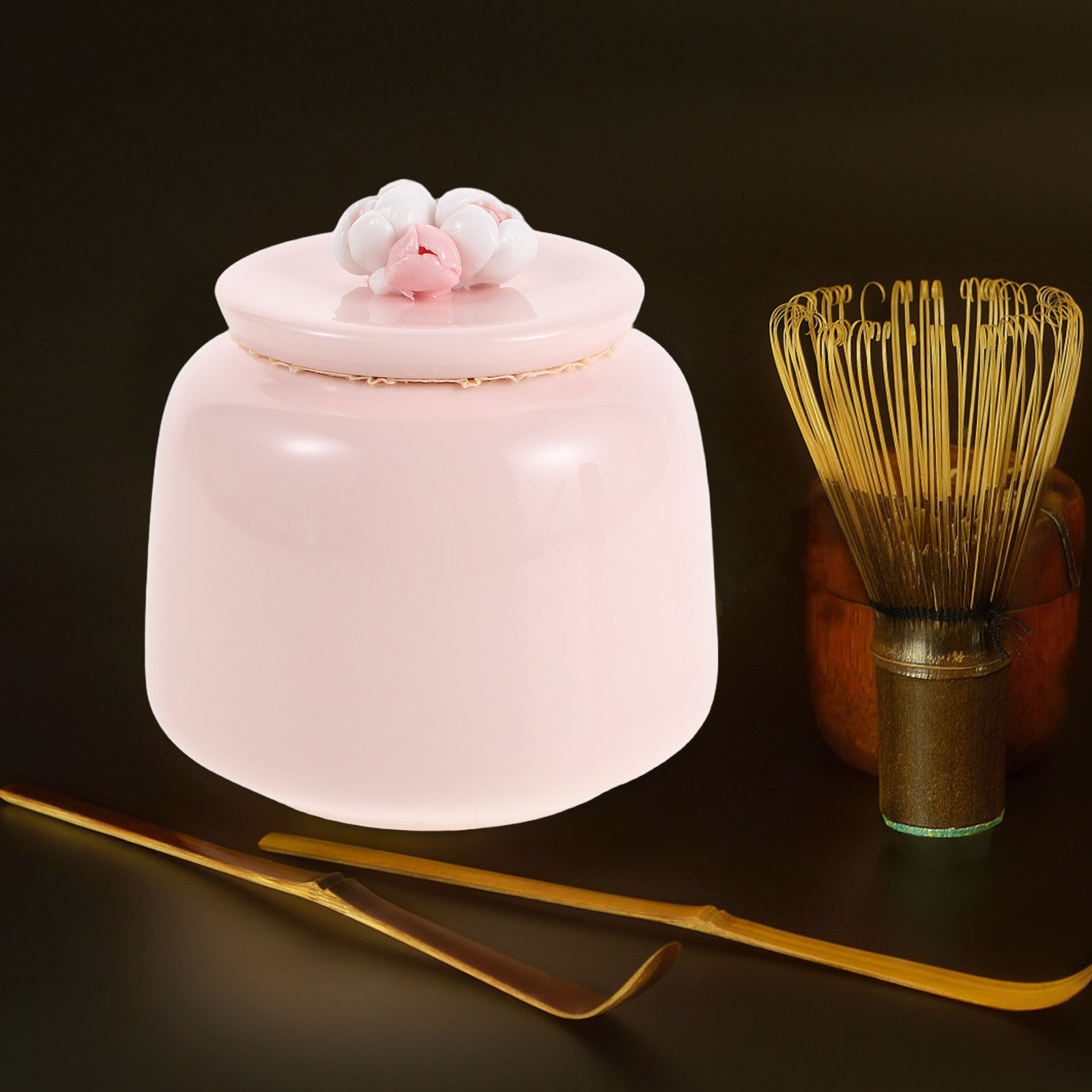 セラミック製ティーポット ピンクの磁器製密閉保存容器 キッチ - Coffee Tea And Sugar Canisters のレビューと価格