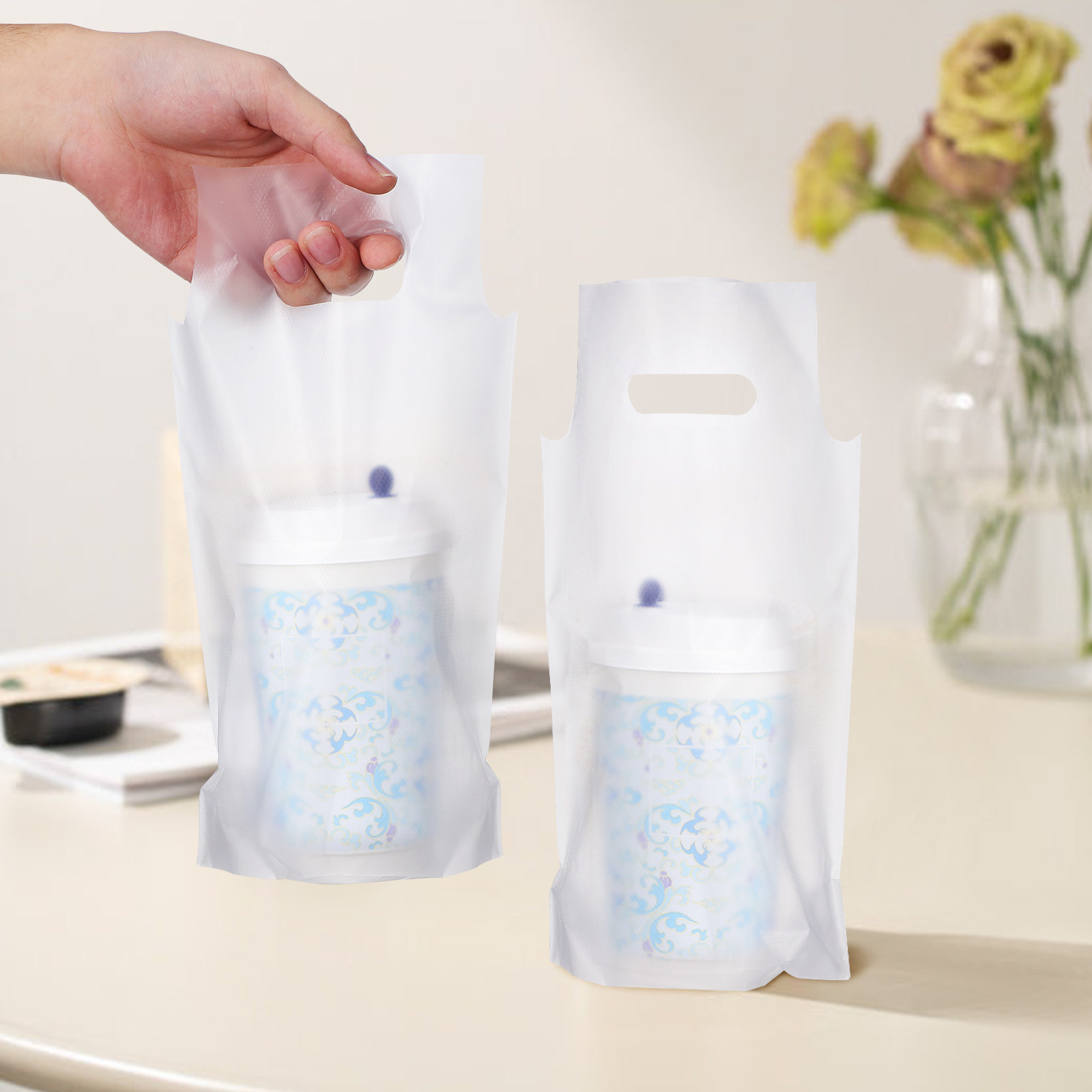 500枚入り 多用途クリアドリンクキャリアバッグ 人間工学に - Coffee Tea Drinks のレビューと価格