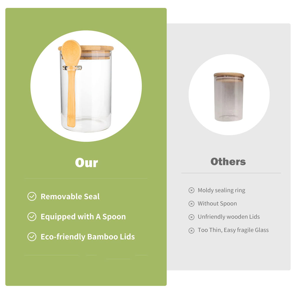 気密性のある食品保存用プラスチック容器、木製スプーンと蓋付き - Coffee Tea Sugar Canisters のレビューと価格