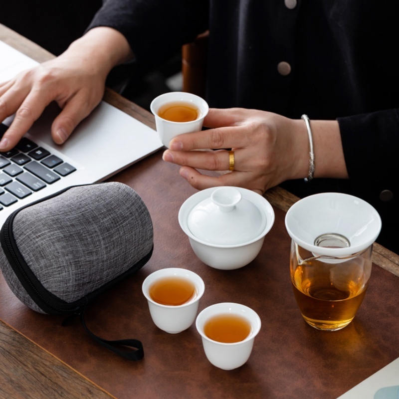 携帯用中国カンフーティーセット、陶器製ティーポットセット、旅 - Gongfu Tea Set のレビューと価格