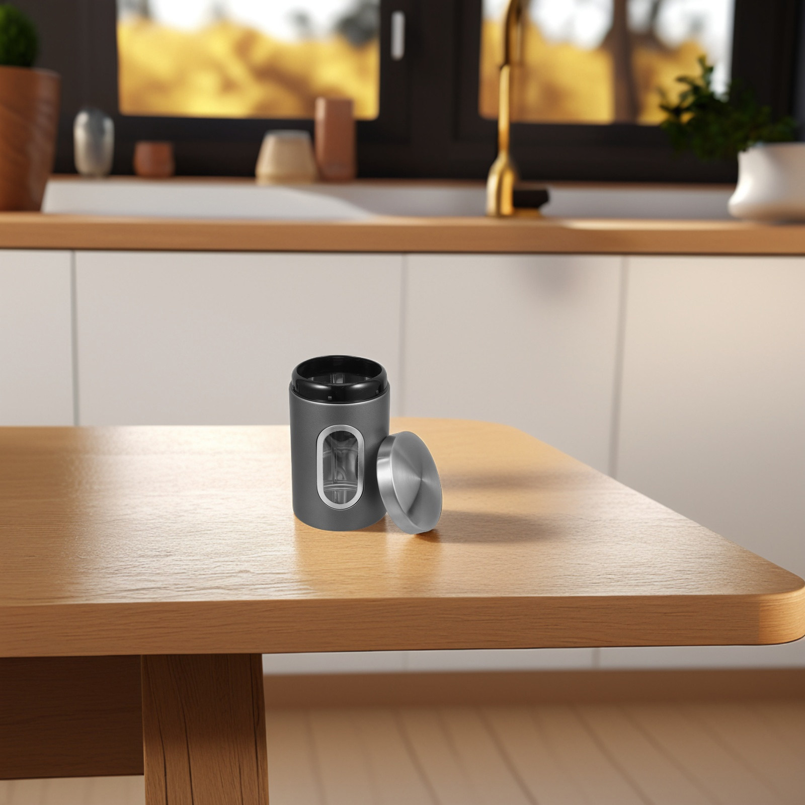 ステンレス製保存容器 シルバーグレー 密閉キッチン容器 コー - Coffee Tea Sugar Canisters のレビューと価格