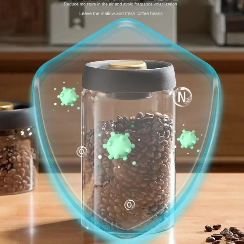 手動真空密閉コーヒージャー 高ホウケイ酸ガラス 防湿茶保存容 - Coffee Tea Box のレビューと価格