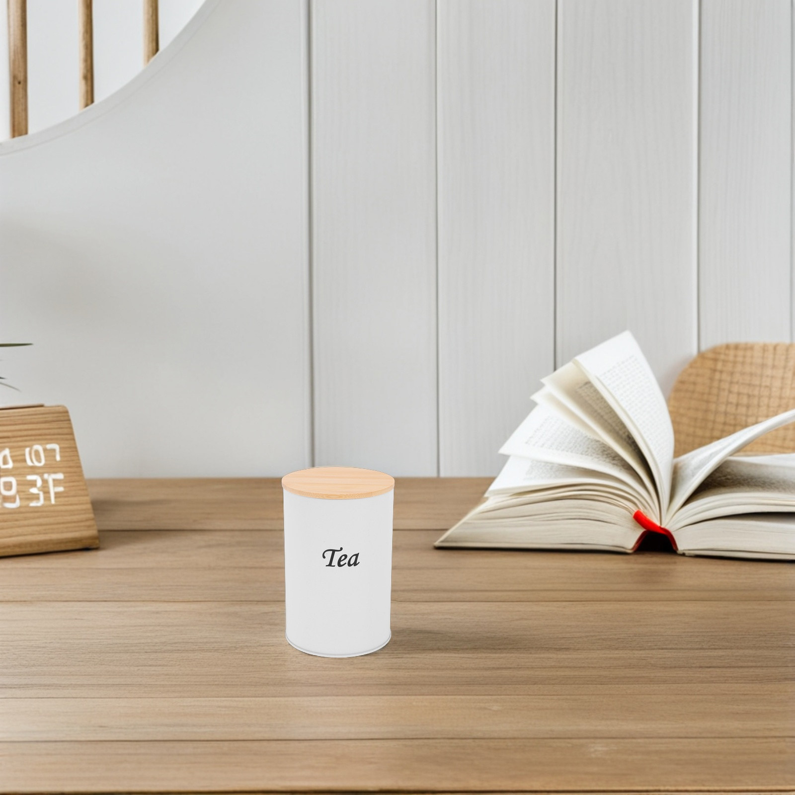 3個セット 密閉丸型キャニスター 亜鉛メッキ鉄製 竹製蓋付き - Coffee Tea And Sugar Canisters のレビューと価格