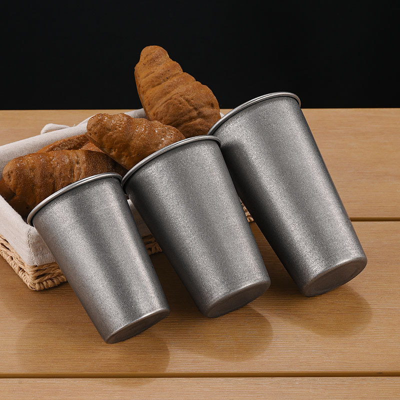 レトロなシルバーステンレス製ドリンクカップ、積み重ね可能なタ - Coffee Tea Drinks のレビューと価格