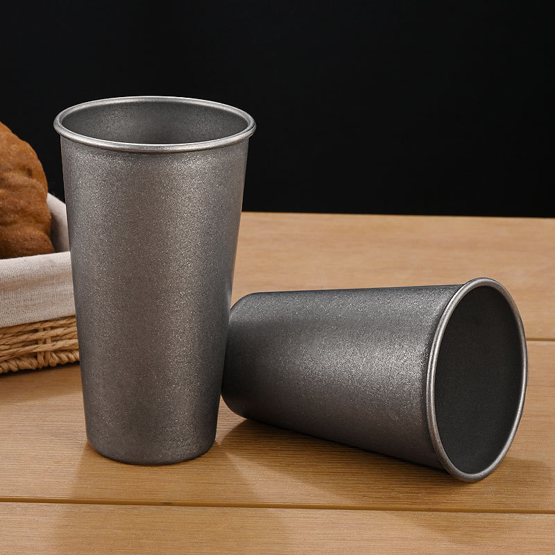 レトロなシルバーステンレス製ドリンクカップ、積み重ね可能なタ - Coffee Tea Drinks のレビューと価格