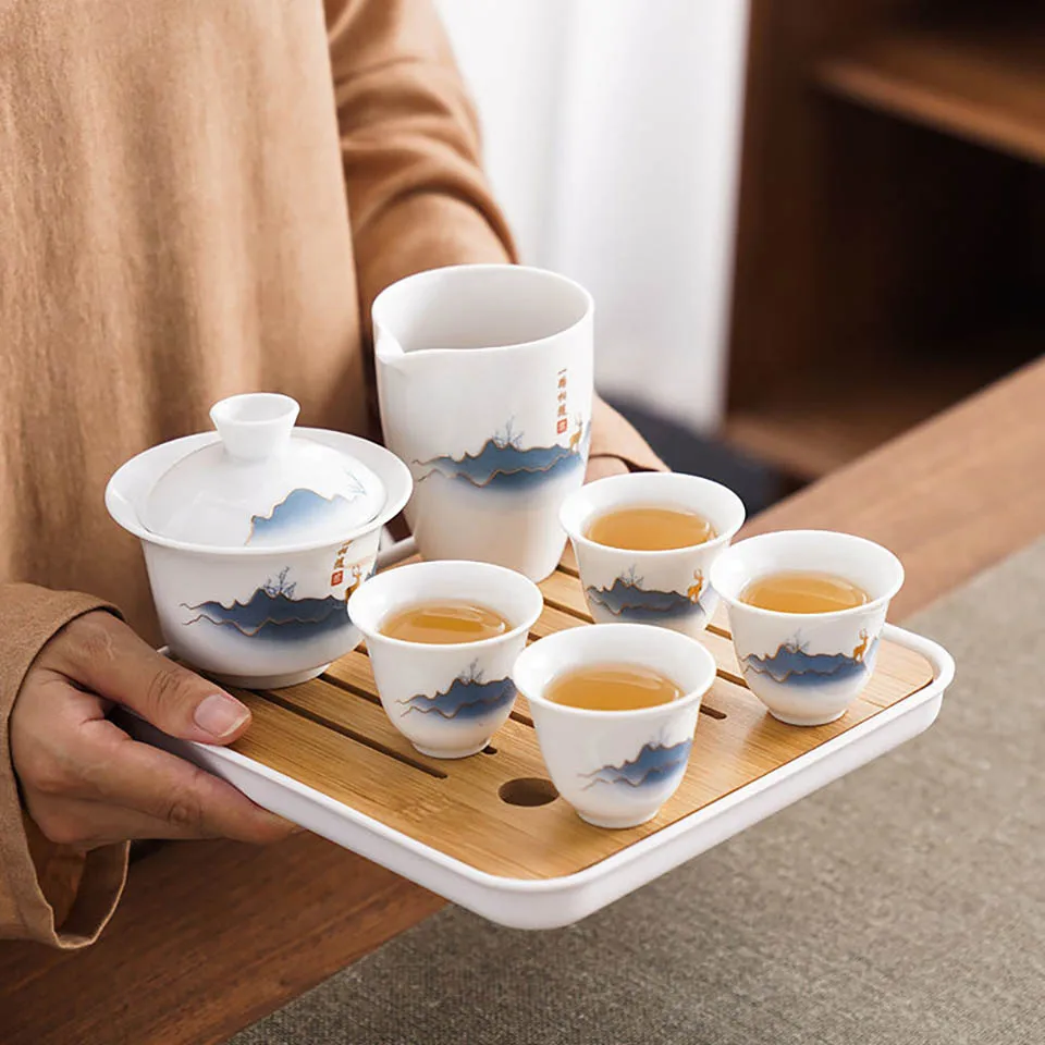 セラミック中国カンフー茶セット、旅行キャンプに最適ポータブル - Gongfu Tea Set のレビューと価格