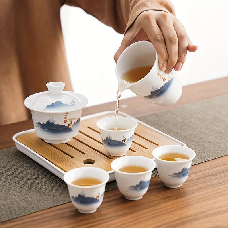 セラミック中国カンフー茶セット、旅行キャンプに最適ポータブル - Gongfu Tea Set のレビューと価格