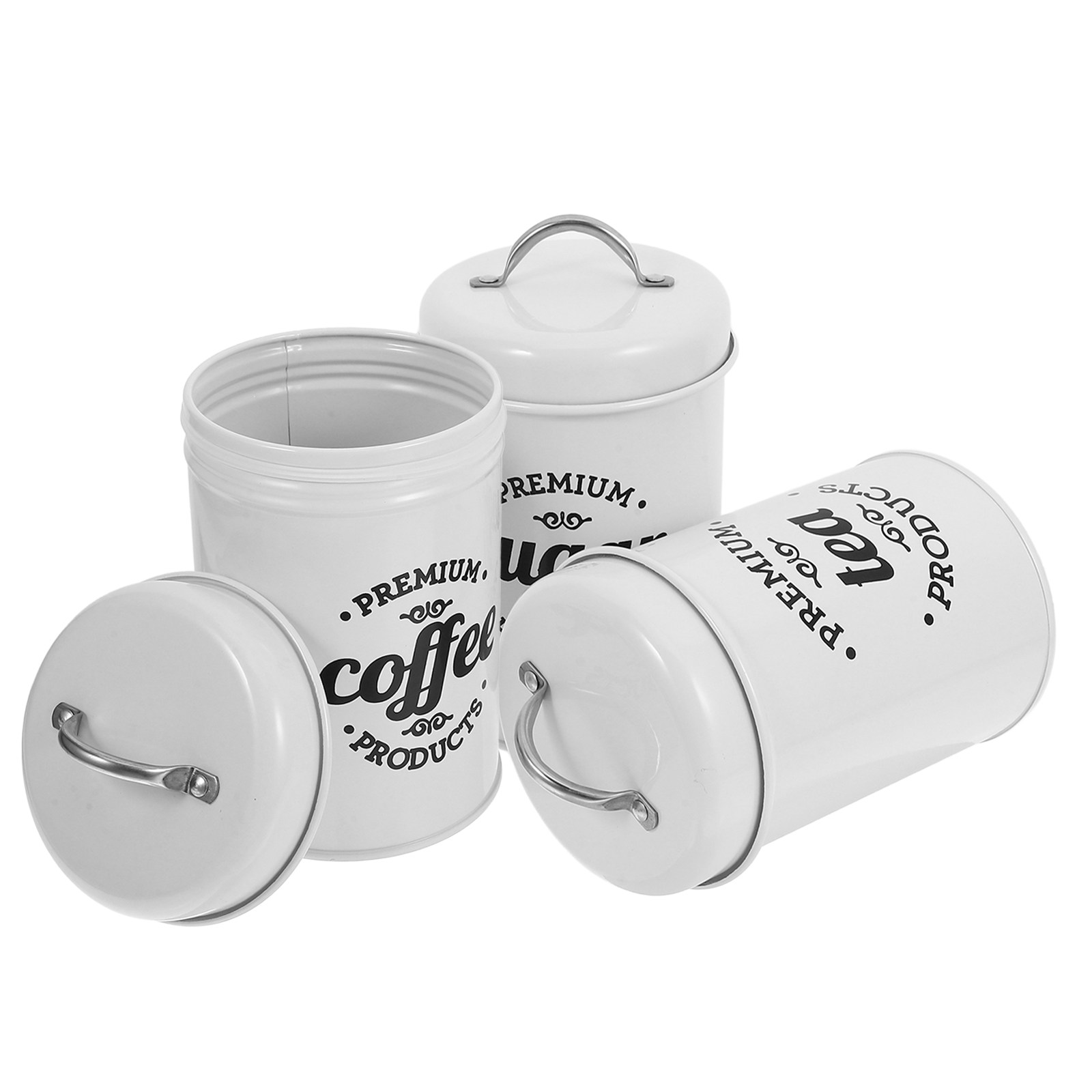 コーヒー、砂糖、スナック、紅茶の保存用密閉金属容器セット キ - Coffee Tea And Sugar Canisters のレビューと価格