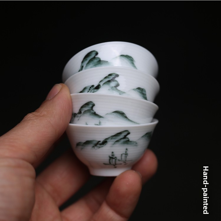 ミニチュア中国風手描き白磁功夫茶カップ小屋帽子デザインティー - Gongfu Tea Set のレビューと価格