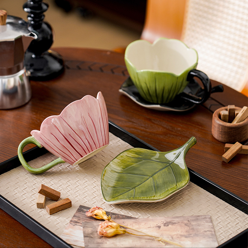 不規則な手描きコーヒーカップ皿セット絶妙なオフィスアフタヌー - Mug Tea Coffee のレビューと価格