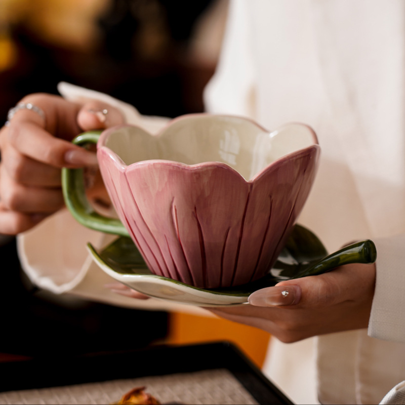 不規則な手描きコーヒーカップ皿セット絶妙なオフィスアフタヌー - Mug Tea Coffee のレビューと価格