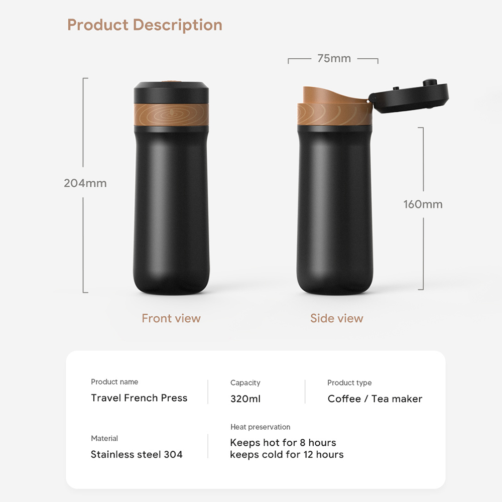Icafilas-トラベルマグ320ml,ポータブル,フレン - Coffee Tea Press のレビューと価格