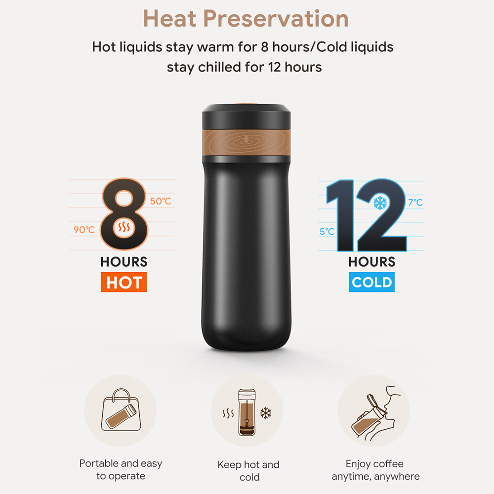Icafilas-トラベルマグ320ml,ポータブル,フレン - Coffee Tea Press のレビューと価格