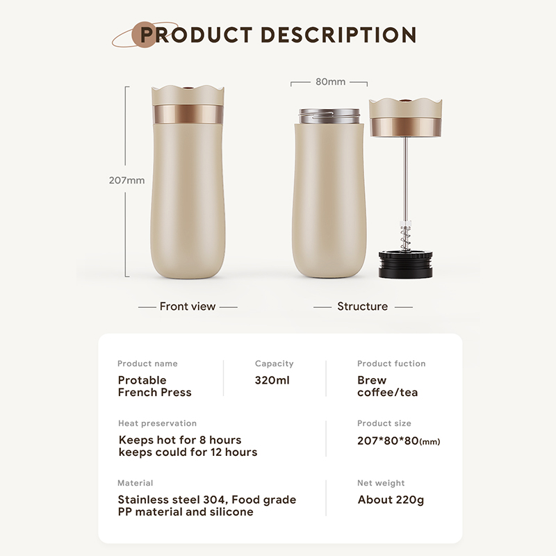 トラベルマグ,伸縮性フィルター付き,コーヒーと紅茶用,ステン - Coffee Tea Press のレビューと価格