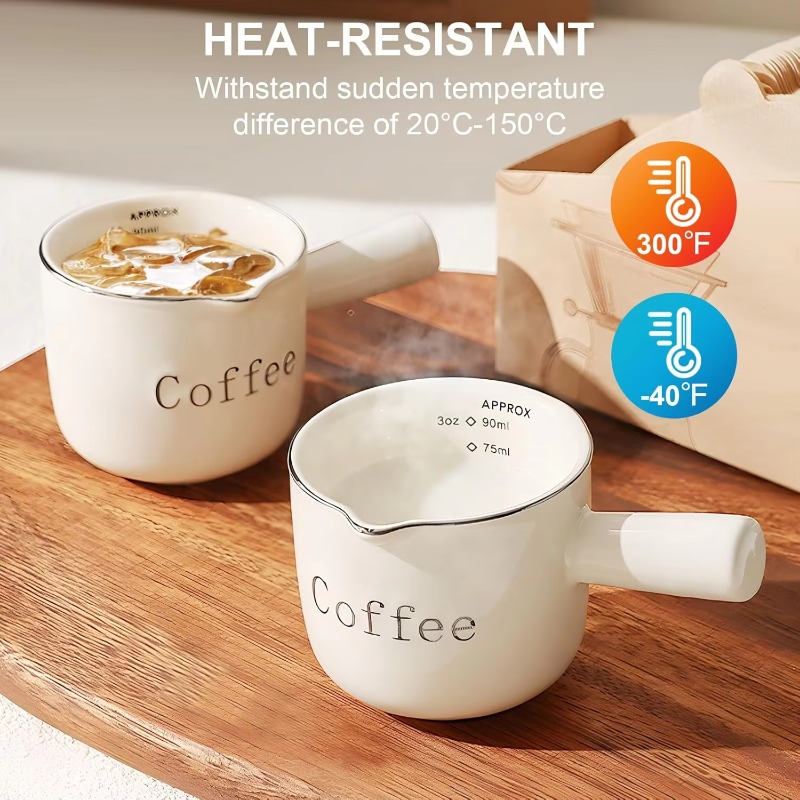 ハンドル付きミニセラミックコーヒーカップ,V字型注ぎ口,ミル - Coffee Tea With Milk のレビューと価格