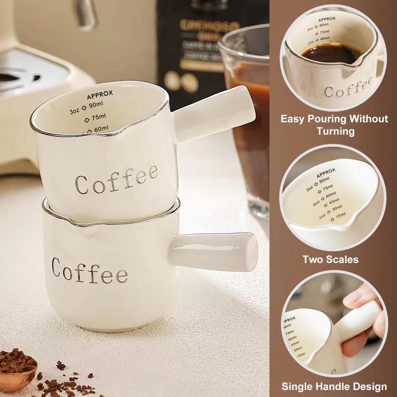 ハンドル付きミニセラミックコーヒーカップ,V字型注ぎ口,ミル - Coffee Tea With Milk のレビューと価格