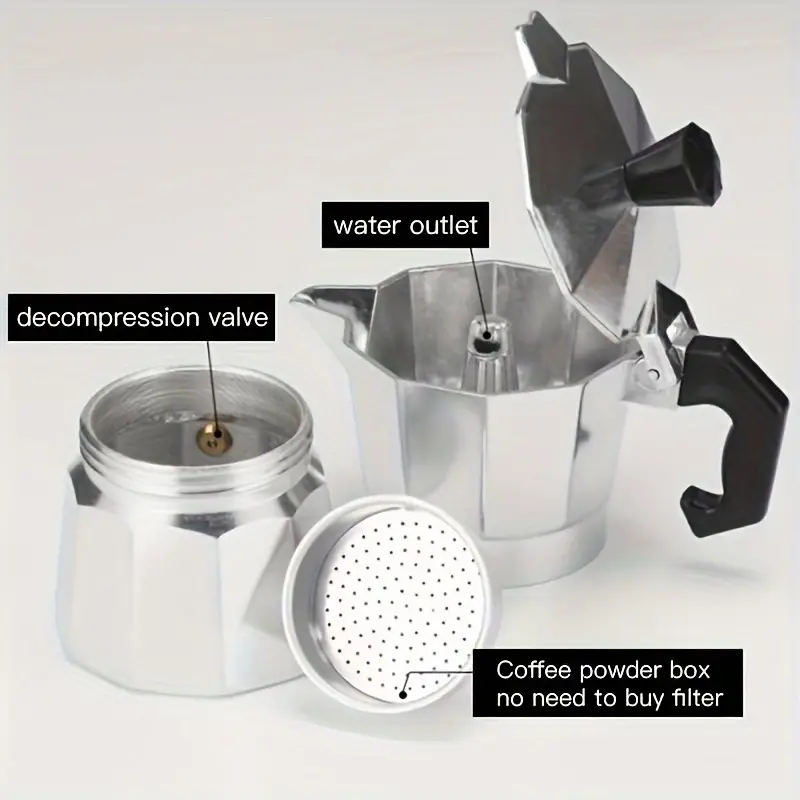 クラシックなアルミ製モカポット 50-300ML 家庭用コン - Coffee Tea Making Machine のレビューと価格