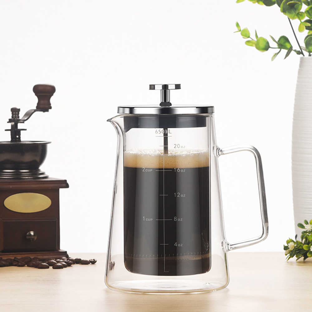 二重層フレンチプレスポット高ホウケイ酸ガラス製ティーコーヒー - Coffee Tea Press のレビューと価格