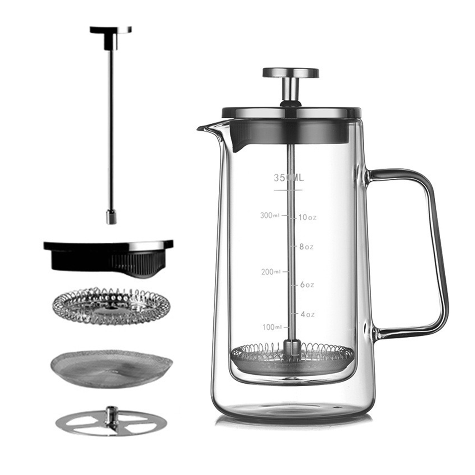 二重層フレンチプレスポット高ホウケイ酸ガラス製ティーコーヒー - Coffee Tea Press のレビューと価格