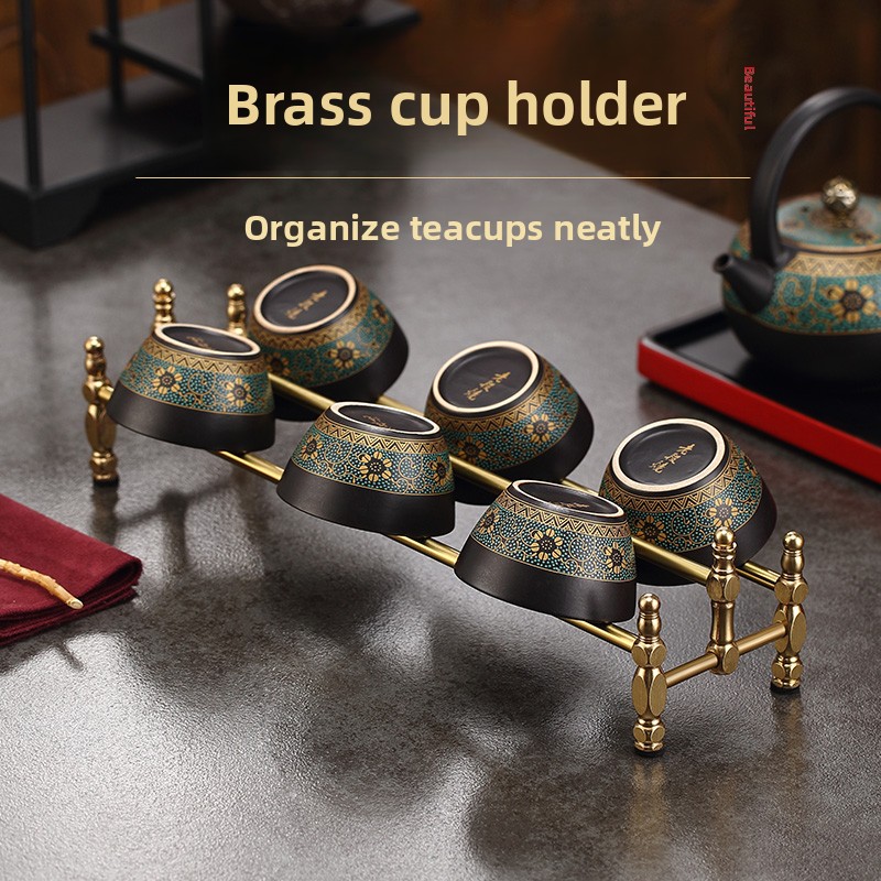 ミニマリスト真鍮製茶碗ホルダー、頑丈な乾燥ラック、カンフーテ - Gongfu Tea Set のレビューと価格