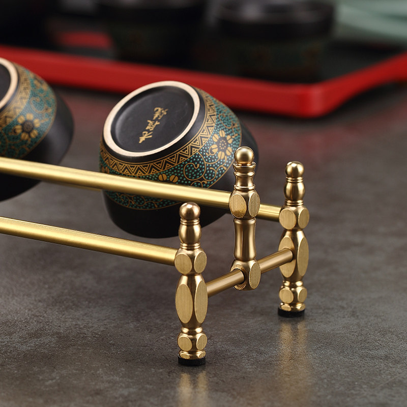 ミニマリスト真鍮製茶碗ホルダー、頑丈な乾燥ラック、カンフーテ - Gongfu Tea Set のレビューと価格