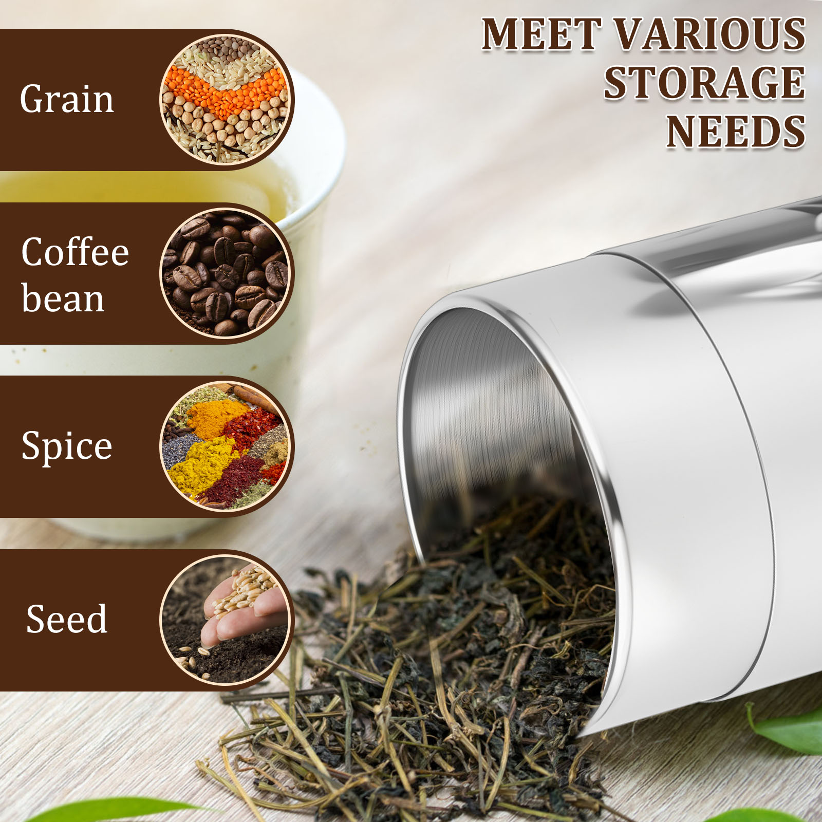 ステンレス鋼茶葉缶キャニスター肥厚ダブルシールコーヒー豆砂糖 - Coffee Tea And Sugar Canisters のレビューと価格