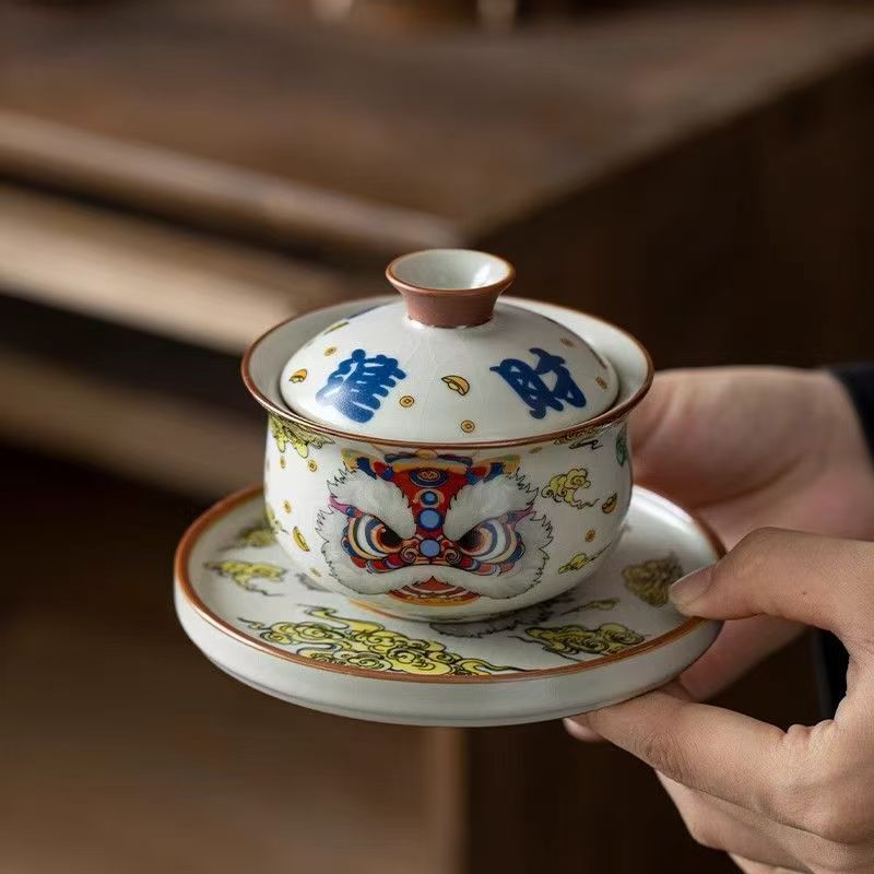 伝統的なRu Kiln Gaiwan中国茶器セット幸運の獅子 - Gongfu Tea Set のレビューと価格