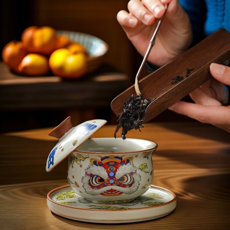 伝統的なRu Kiln Gaiwan中国茶器セット幸運の獅子 - Gongfu Tea Set のレビューと価格