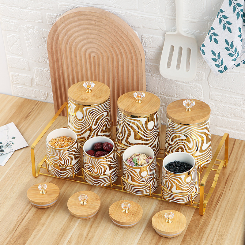 7 色の釉薬セラミックキッチンキャニスターセットティーコーヒ - Canister Coffee Sugar Tea のレビューと価格