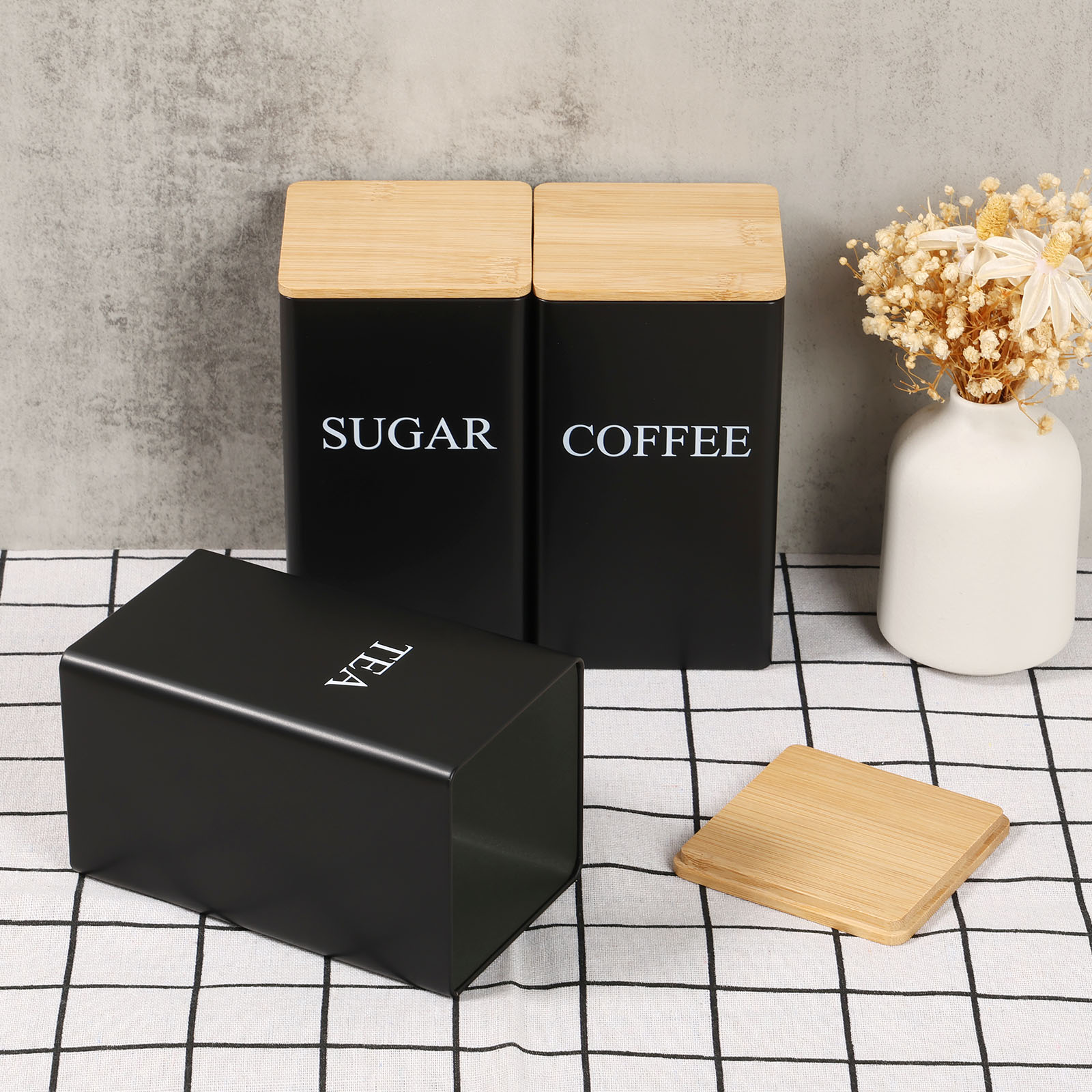 コーヒー豆保存瓶金属コーヒー紅茶砂糖容器シンプルなスタイルの - Coffee Tea Sugar Canisters のレビューと価格