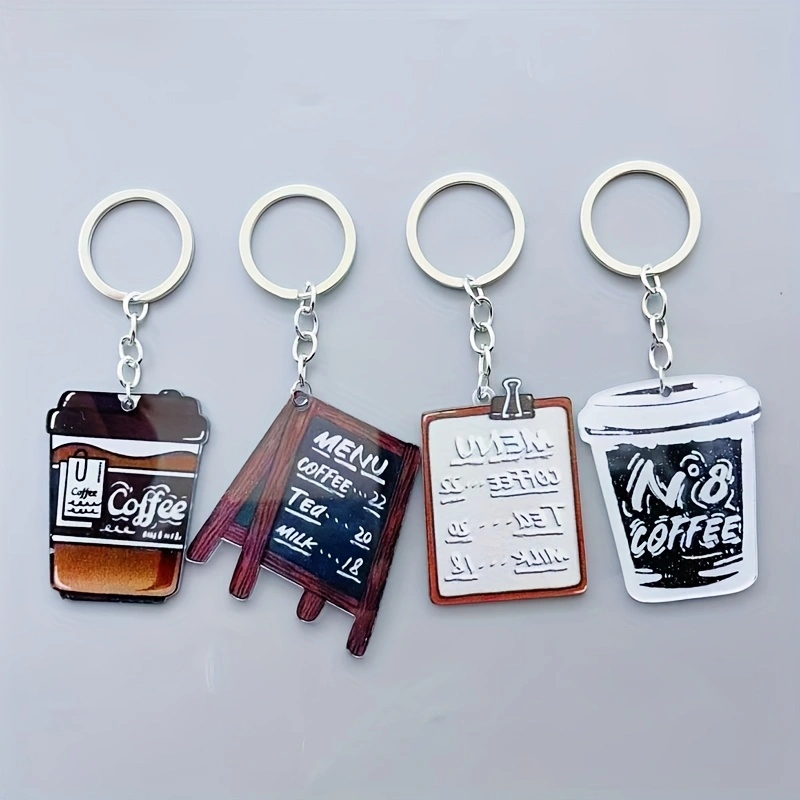 8個入りアクリル製コーヒーカップキーホルダー、女性向けノベル - Coffee&Tea House Opinie のレビューと価格