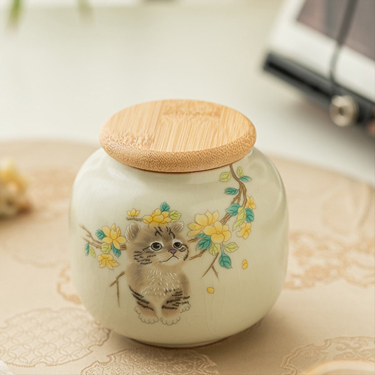 9オンスのセラミック製茶筒、気密蓋付き - 可愛らしいデザイ - Canister Coffee Sugar Tea のレビューと価格